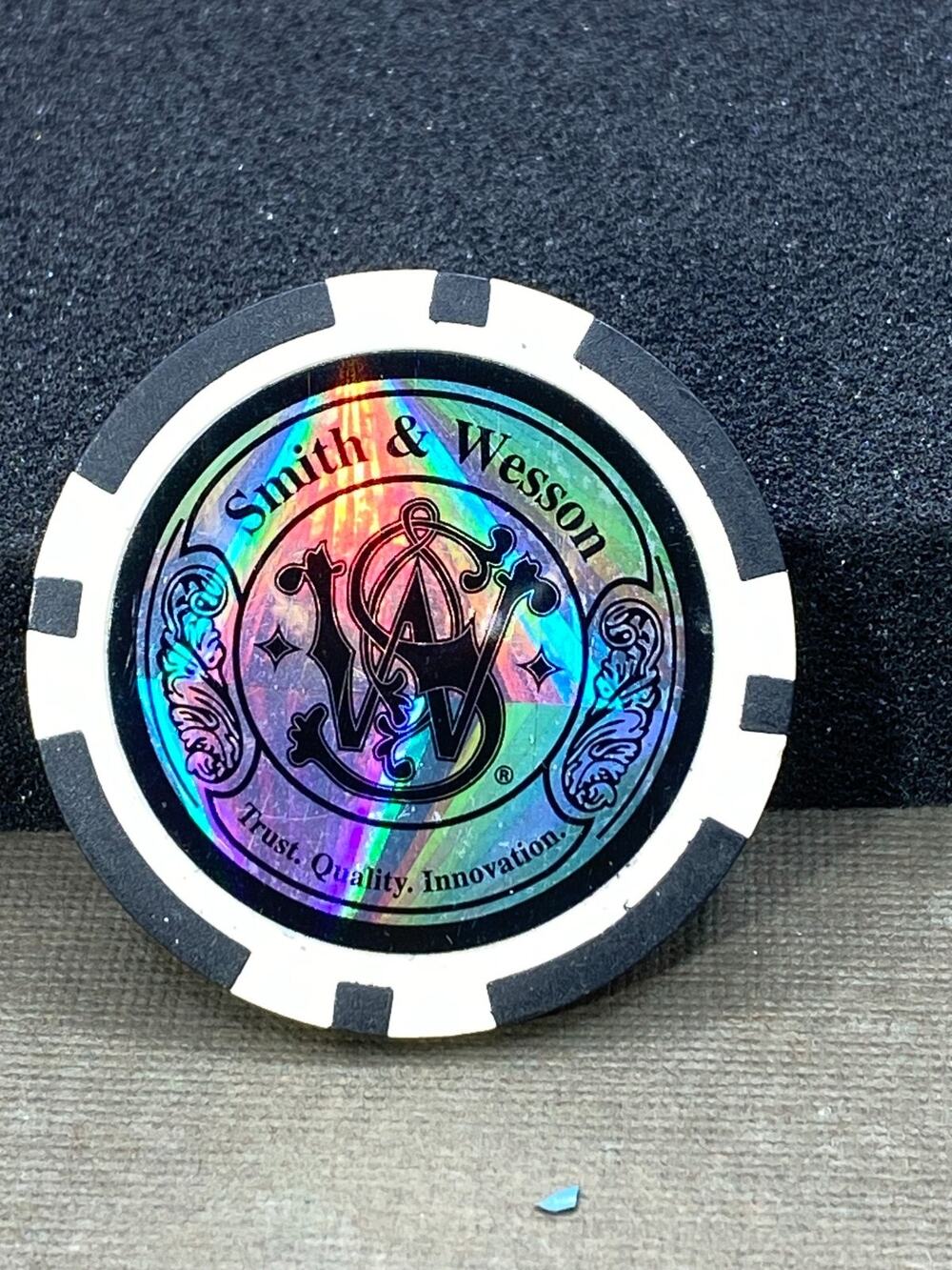 Smith & Wesson Black Poker Chip Golf Ball Marker - Hologram Type Finish